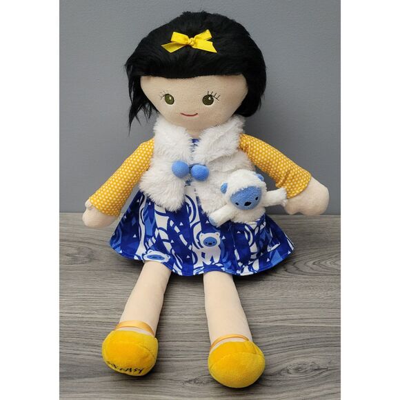 Scentsy Other - Rare Scentsy 17"‎ BK Hair BL Dress Buddy Doll Yuna w/ Boris the Yeti Mini Plush